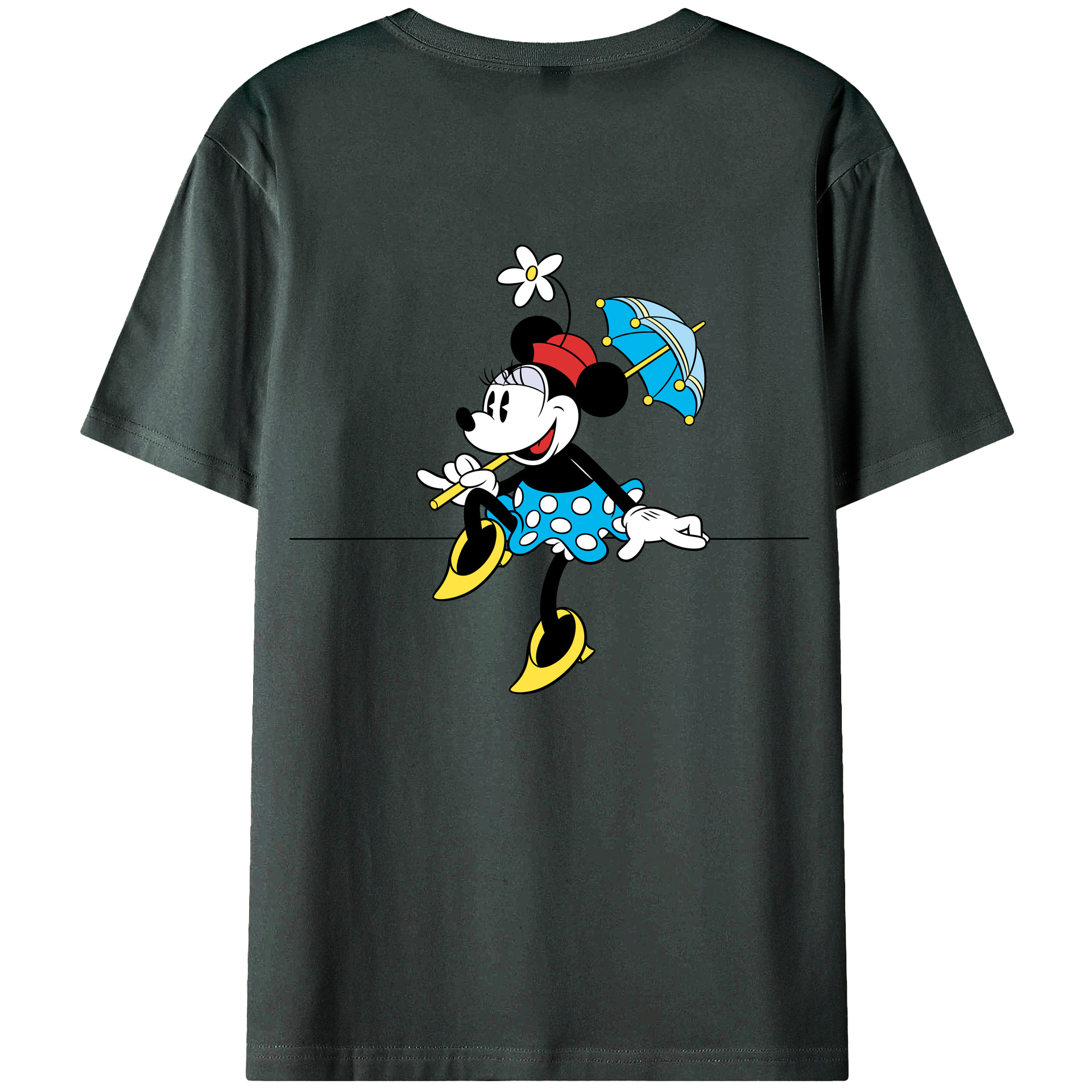 ミッキーマウス Mickey Mouse 綿100％ メンズ半袖Tシャツ（バックプリント） 通気性